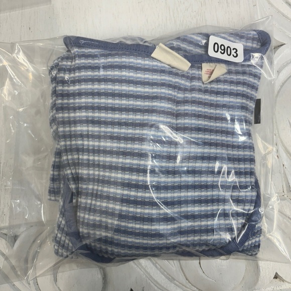 Levi's Stripe Snap Front Long Sleeve Shirt Blue 2x Scoop Neck - Picture 9 of 9